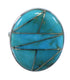 Southwestern Turquoise Inlay And Genuine Sterling Silver Ring Size 8-1/4 WX59072